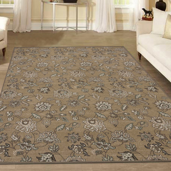 Charlton Home® Ackermanville Floral Beige Area Rug & Reviews Wayfair